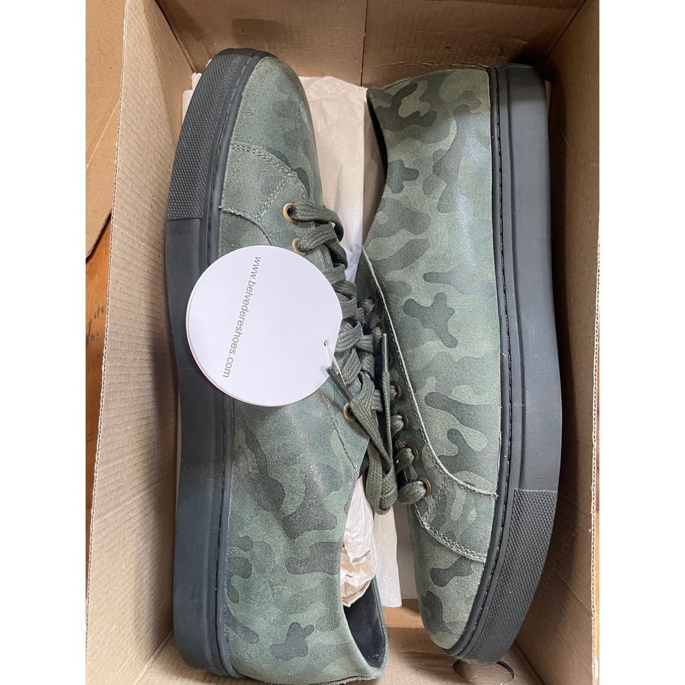 Belvedere Oliver Mens 11.5 D Green Camo Suede Low Top Sneakers Made in Brazil - Picture 6 of 8